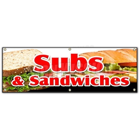 Signmission SUBS & SANDWICHES BANNER SIGN hero hoagie huge homemade grinders drinks B-72 Subs & Sandwiches